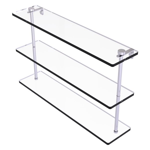 Allied Brass Satin Chrome 22-in Triple Tiered Glass Shelf