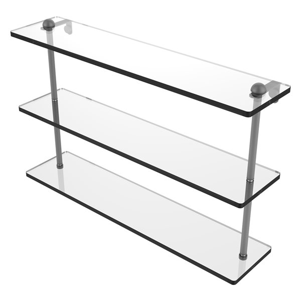 Allied Brass 22-in Triple Tiered Glass Shelf - Matte Grey | RONA