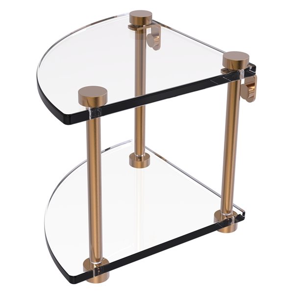 Allied Brass Two Tier Corner Glass Shelf - Brushed Bronze