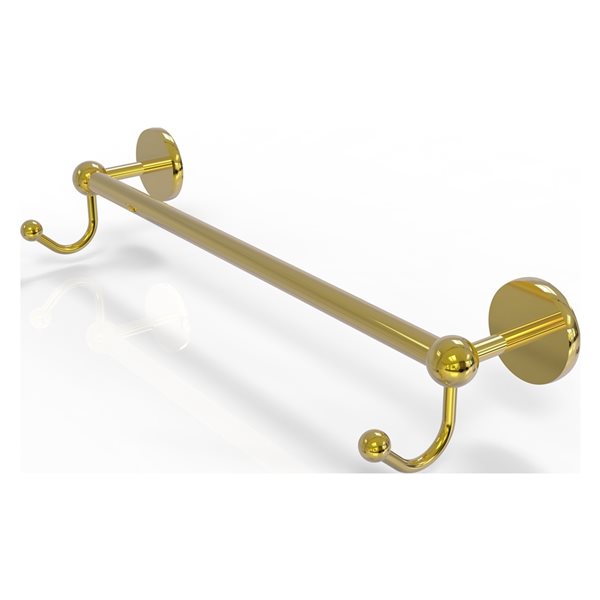 Allied Brass Prestige Skyline 18-in Polished Brass Wall Mount Single Towel Bar with Integrated Hooks