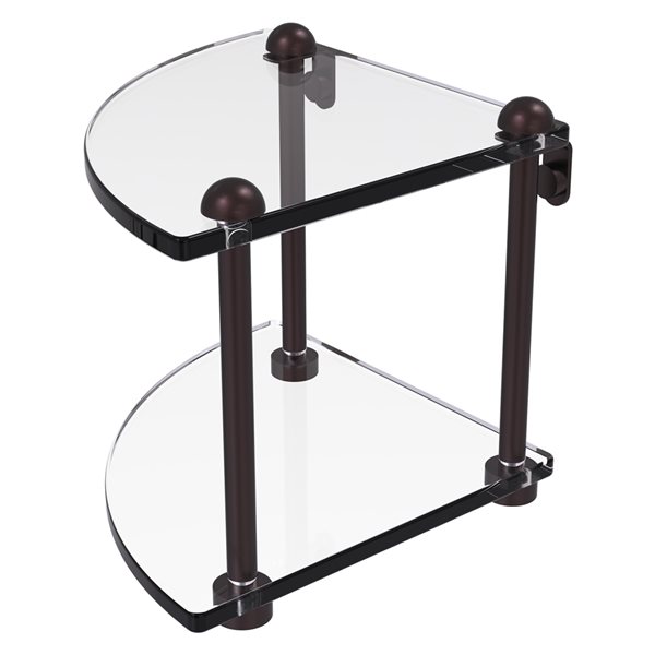 Allied Brass Antique Bronze Two Tier Corner Glass Shelf RC3ABZ RONA