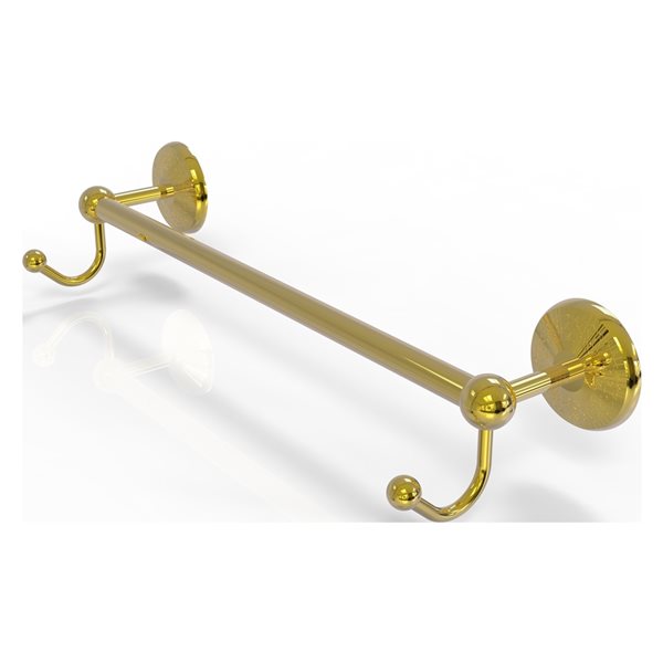 Allied Brass Prestige Monte Carlo 18-in Polished Brass Wall Mount Single Towel Bar with Integrated Hooks