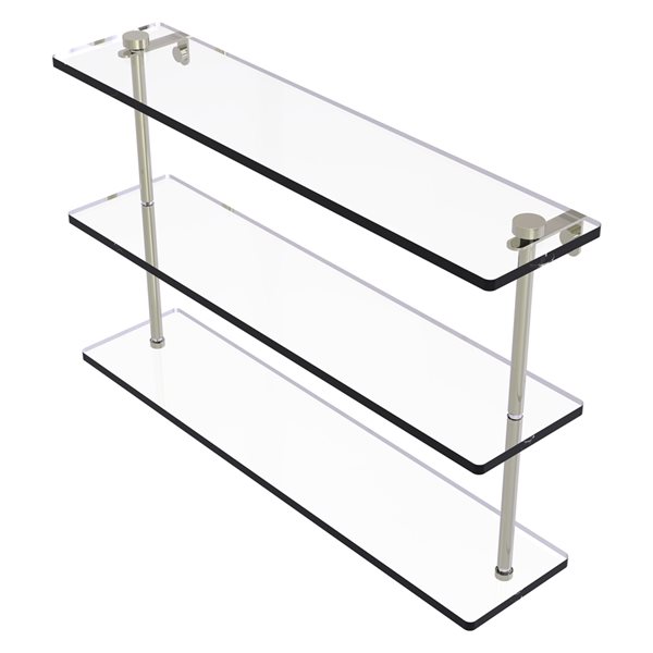 Allied Brass Polished Nickel 22-in Triple Tiered Glass Shelf | RONA