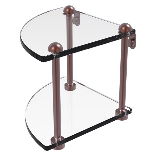 Allied Brass Antique Copper Two Tier Corner Glass Shelf
