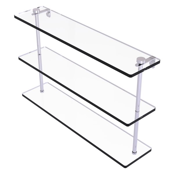 Allied Brass Polished Chrome 22-in Triple Tiered Glass Shelf