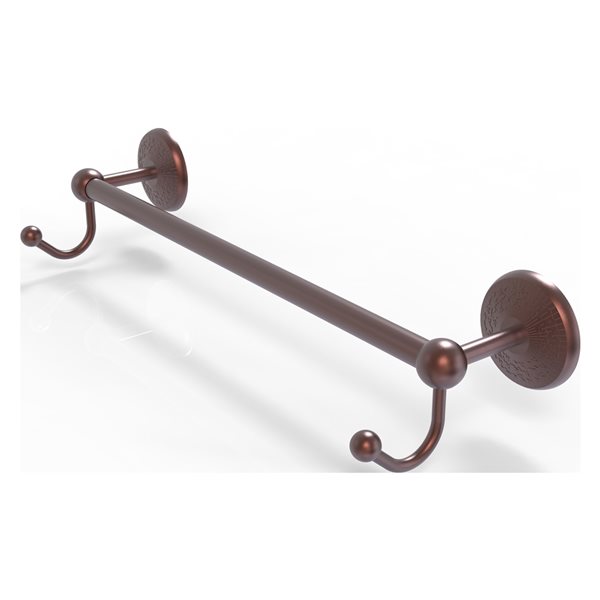 Allied Brass Prestige Monte Carlo 18-in Antique Copper Wall Mount Single Towel Bar with Integrated Hooks