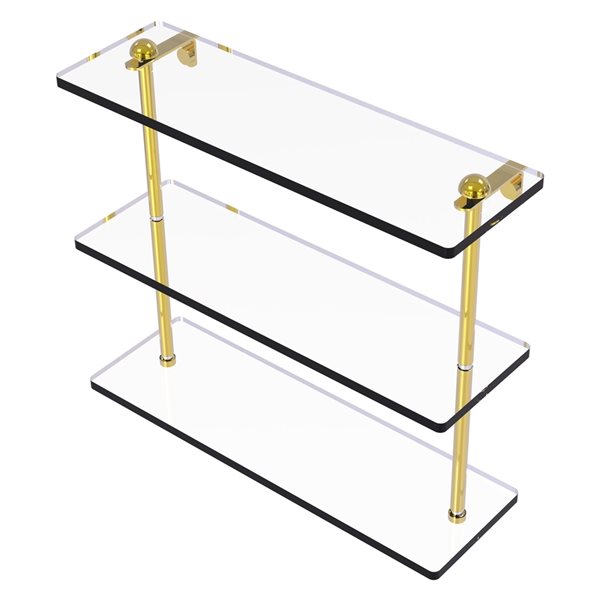 Allied Brass 16-in Polished Brass 3-Tier Glass Wall Mount Bathroom Shelf