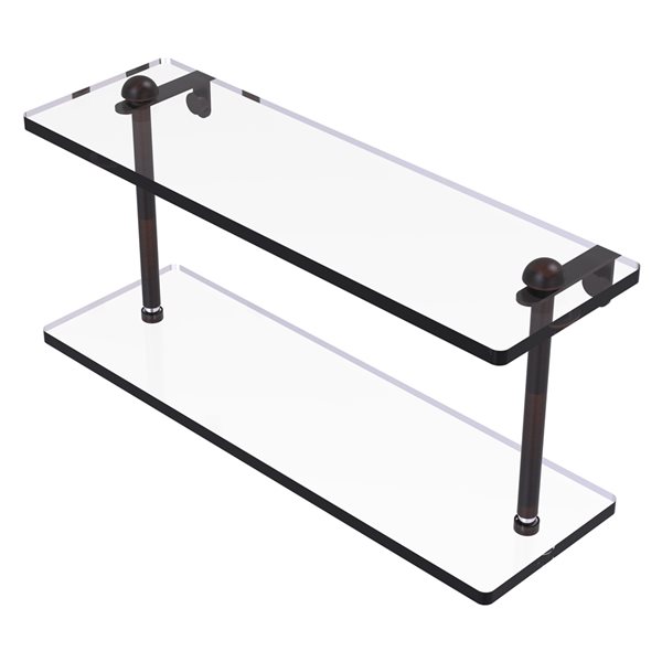 Allied Brass 16-in Venetian Bronze 2-Tier Glass Wall Mount Bathroom Shelf