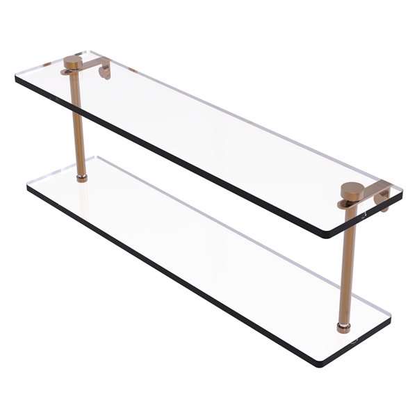 Allied Brass Brushed Bronze 2-Tier Glass Wall Mount Bathroom Shelf