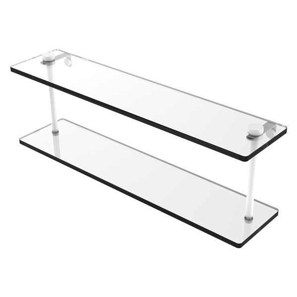 Allied Brass Matte White 2-Tier Glass Wall Mount Bathroom Shelf