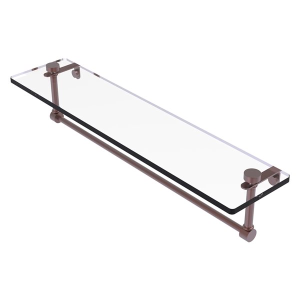 Allied Brass Antique Copper 1-Tier Glass Wall Mount Bathroom Shelf