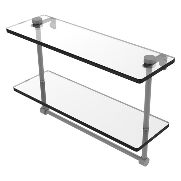 Allied Brass 16-in Matte Grey Two Tiered Glass Wall Mount Bathroom Shelf