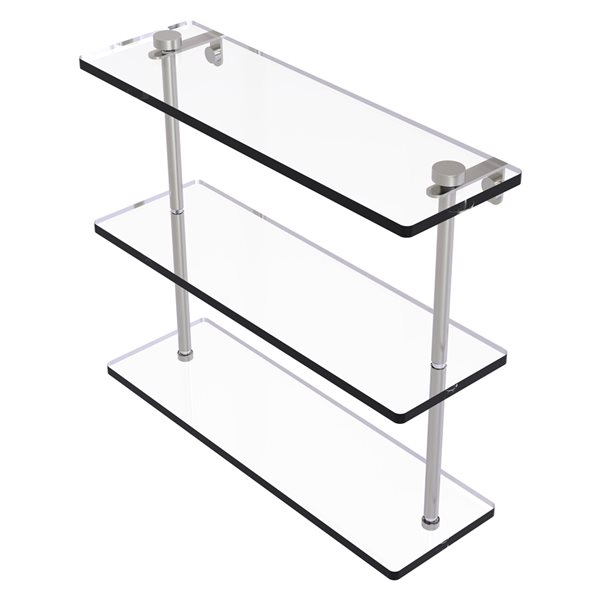 Allied Brass Satin Nickel 3-Tier Glass Wall Mount Bathroom Shelf