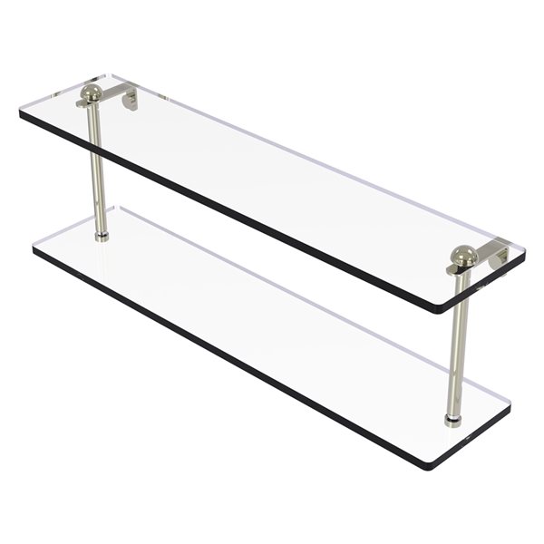 Allied Brass 22-in Polished Nickel 2-Tier Glass Wall Mount Bathroom Shelf