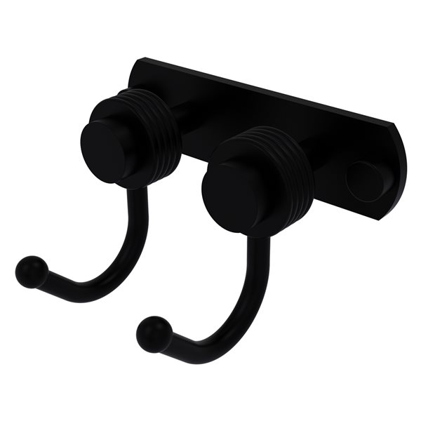 Allied Brass Mercury 2-Position Matte Black Towel Hook with Grooved Accent