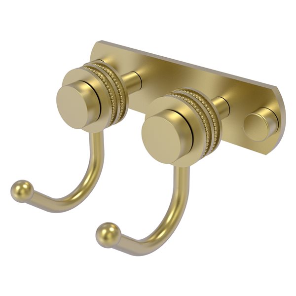 Allied Brass Mercury 2-Position Satin Brass Towel Hook with Dotted Accent