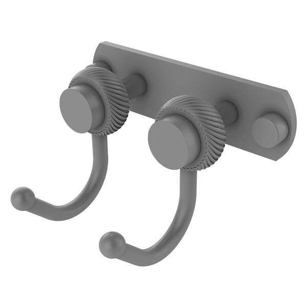 Allied Brass Mercury 2-Position Matte Grey Towel Hook with Twisted Accent