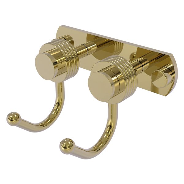 Allied Brass Mercury 2-Position Unlacquered Brass Towel Hook with Grooved Accent