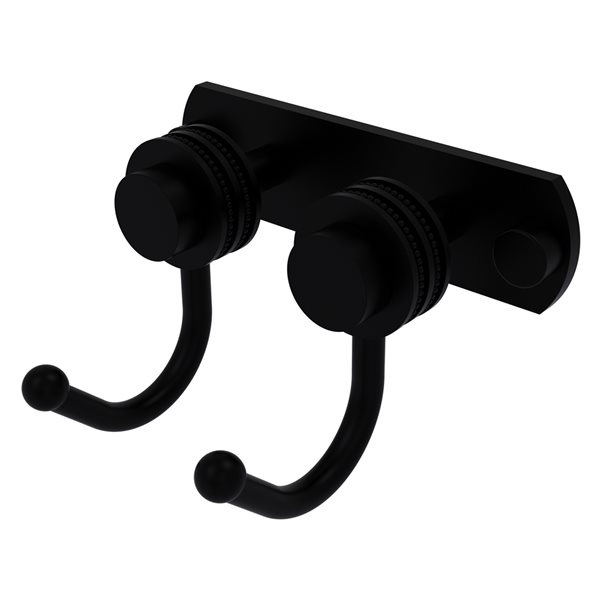 Allied Brass Mercury 2-Position Matte Black Towel Hook with Dotted Accent