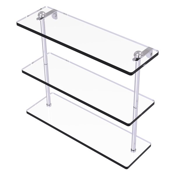 Allied Brass 16-in Satin Chrome 3-Tier Glass Wall Mount Bathroom Shelf