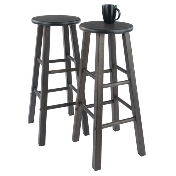 Tabouret de bar (27 po à 35 po) Element de Winsome de bois, gris huître, lot de 2