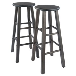 Tabouret de bar (27 po à 35 po) Element de Winsome de bois, gris huître, lot de 2