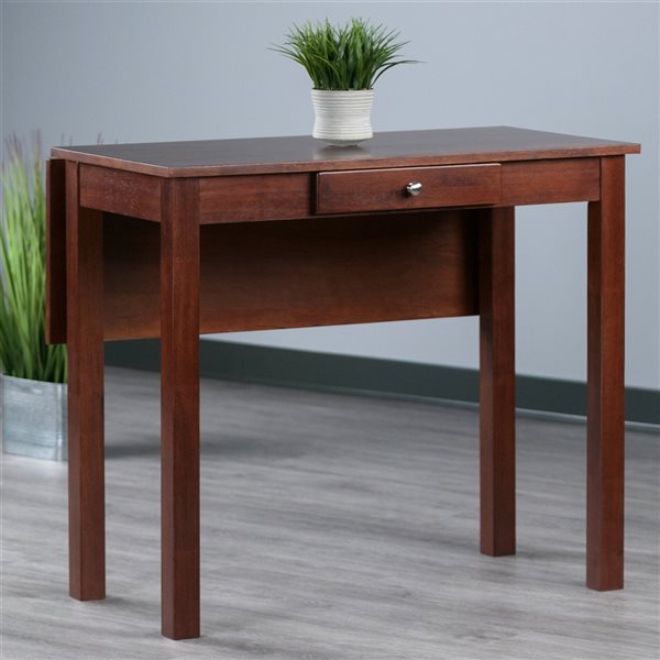 Winsome Wood Perrone Walnut Rectangular Extending Drop Standard (30-in H) Wood Table and Base