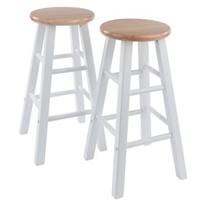Winsome Wood Element Natural/White Counter Height (22-in to 26-in) Bar Stool - 2-Pack