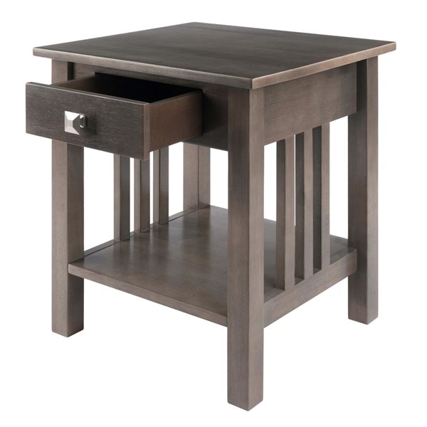 Table d’appoint Stafford de Winsome Wood carré en bois, gris huître