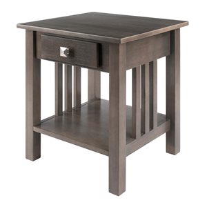 Table d’appoint Stafford de Winsome Wood carré en bois, gris huître