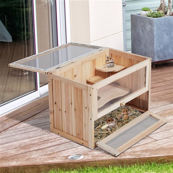 Pawhut 1.96-ft x 1.15-ft x 1.38-ft Natural Wood Small Pet Crate