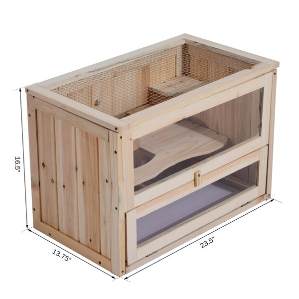 Pawhut 1.96-ft x 1.15-ft x 1.38-ft Natural Wood Small Pet Crate