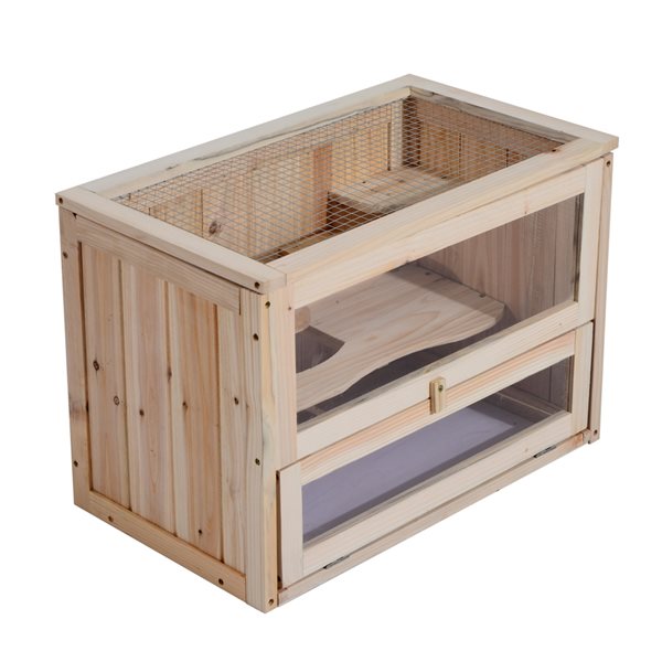 Pawhut 1.96-ft x 1.15-ft x 1.38-ft Natural Wood Small Pet Crate