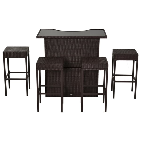 Outsunny 5-Piece Brown Frame Bar Height Patio Dining Set