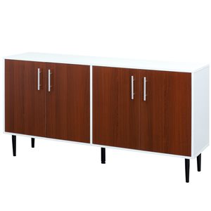 HomCom Brown and White Composite Sideboard
