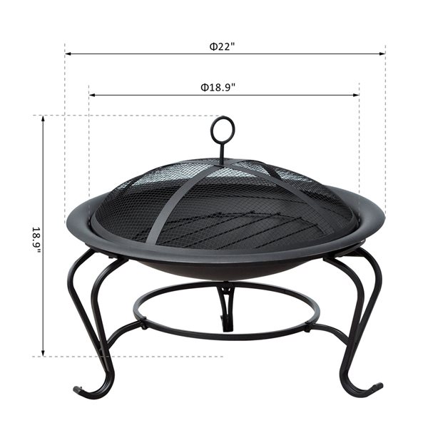 Outsunny Black Steel Round Outdoor Wood-Burning Fireplace 842-024 | RONA