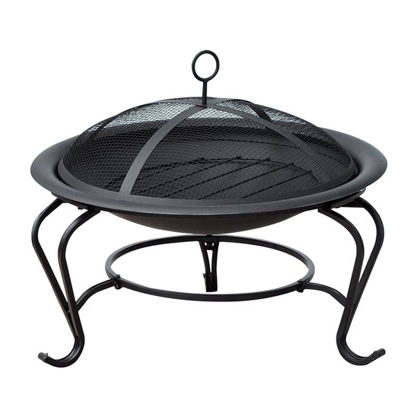 Outsunny Black Steel Round Outdoor Wood-Burning Fireplace 842-024 | RONA