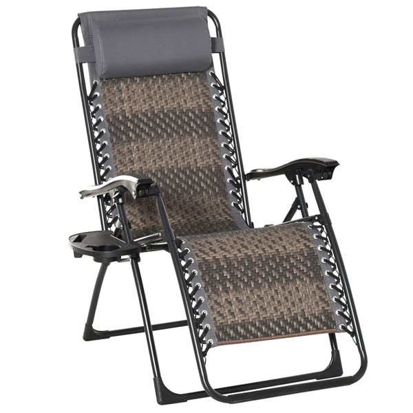 Image of Outsunny | Grey Rattan Metal Stationary Zero Gravity Chair With Woven Seat | Rona
