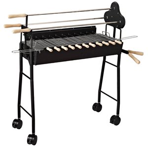 Outsunny 12-in Black 2-in-1 Portable Charcoal Grill with Skewers