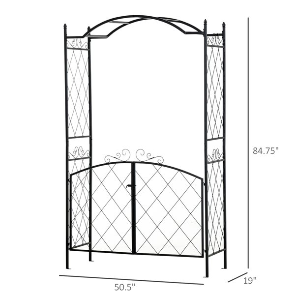 Outsunny 19-ft W x 84.75-ft H Black Garden Arbour