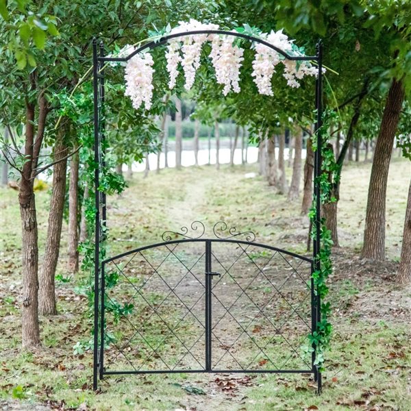 Outsunny 19-ft W x 84.75-ft H Black Garden Arbour
