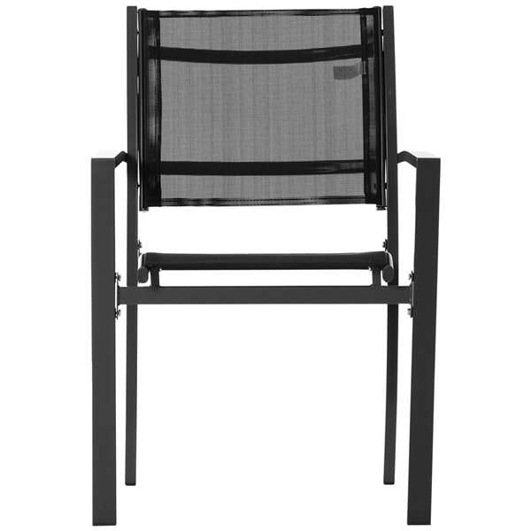 Outsunny Black Metal Stationary Dining Chairs with Solid Seat