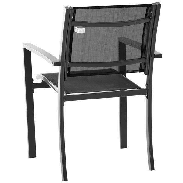 Outsunny Black Metal Stationary Dining Chairs with Solid Seat - Set of 2