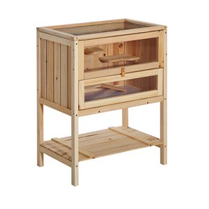 Cage PawHut en bois naturel de 1,96 pi x 1,31 pi x 2,63 pi pour animal de compagnie de petite taille