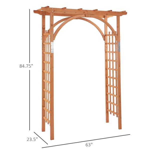 Outsunny 47.25-in W x 81.5-in H Brown Garden Bench with Wooden Arch Trellis  84B-470