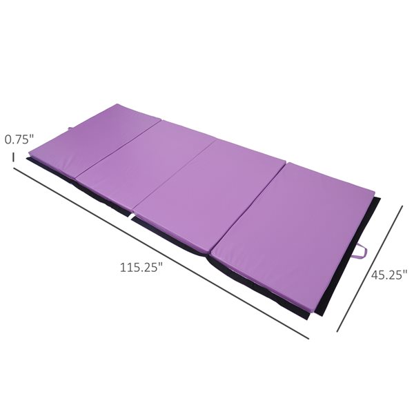 Tapis de yoga violet en mousse avec poignée de transport par Soozier de  115,25 po l. x 45,25 po L.