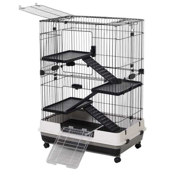 Pawhut 2.67-ft x 1.73-ft x 3.6-ft Black Plastic and Metal Small Pet Crate