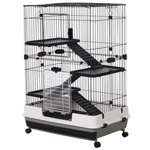Pawhut 2.67-ft x 1.73-ft x 3.6-ft Black Plastic and Metal Small Pet Crate