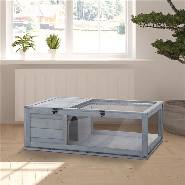 Pawhut 2.98-ft x 1.98-ft x 1.04-ft Grey Wood Small Pet Crate