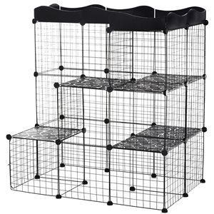 Pawhut 3.44-ft x 2.29-ft x 3.44-ft Black Metal Small Pet Crate